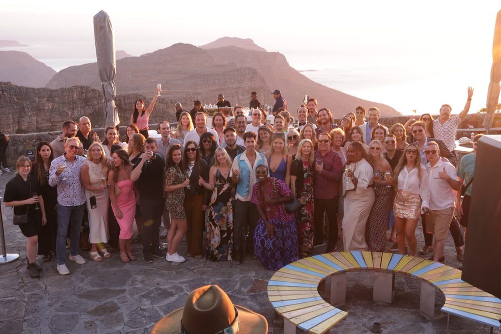 The Pangea community gathered above Cape Town at sunset
